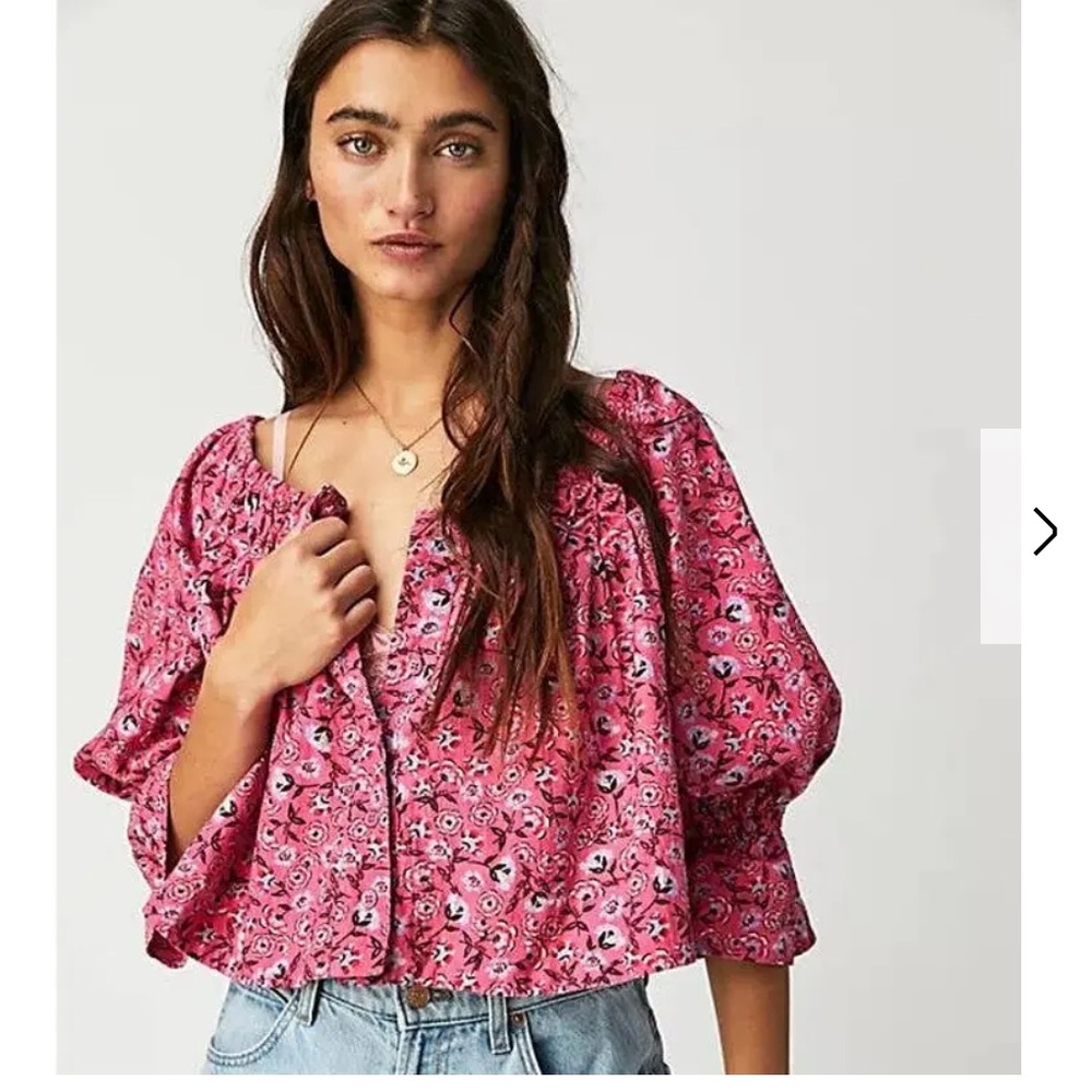 Free people James smock top crop xs